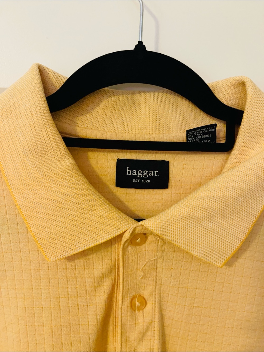 ⛳️ Haggar Men's Light Yellow Polo with Textured Collar NWOT